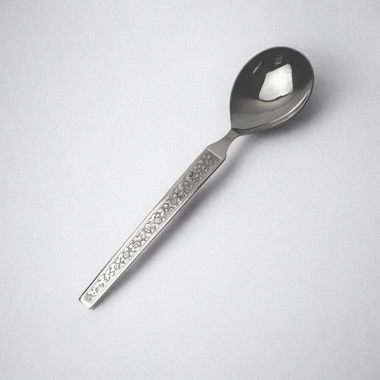 Kishco Parma Serving Spoon Round Large with decorative handle and polished stainless steel finish