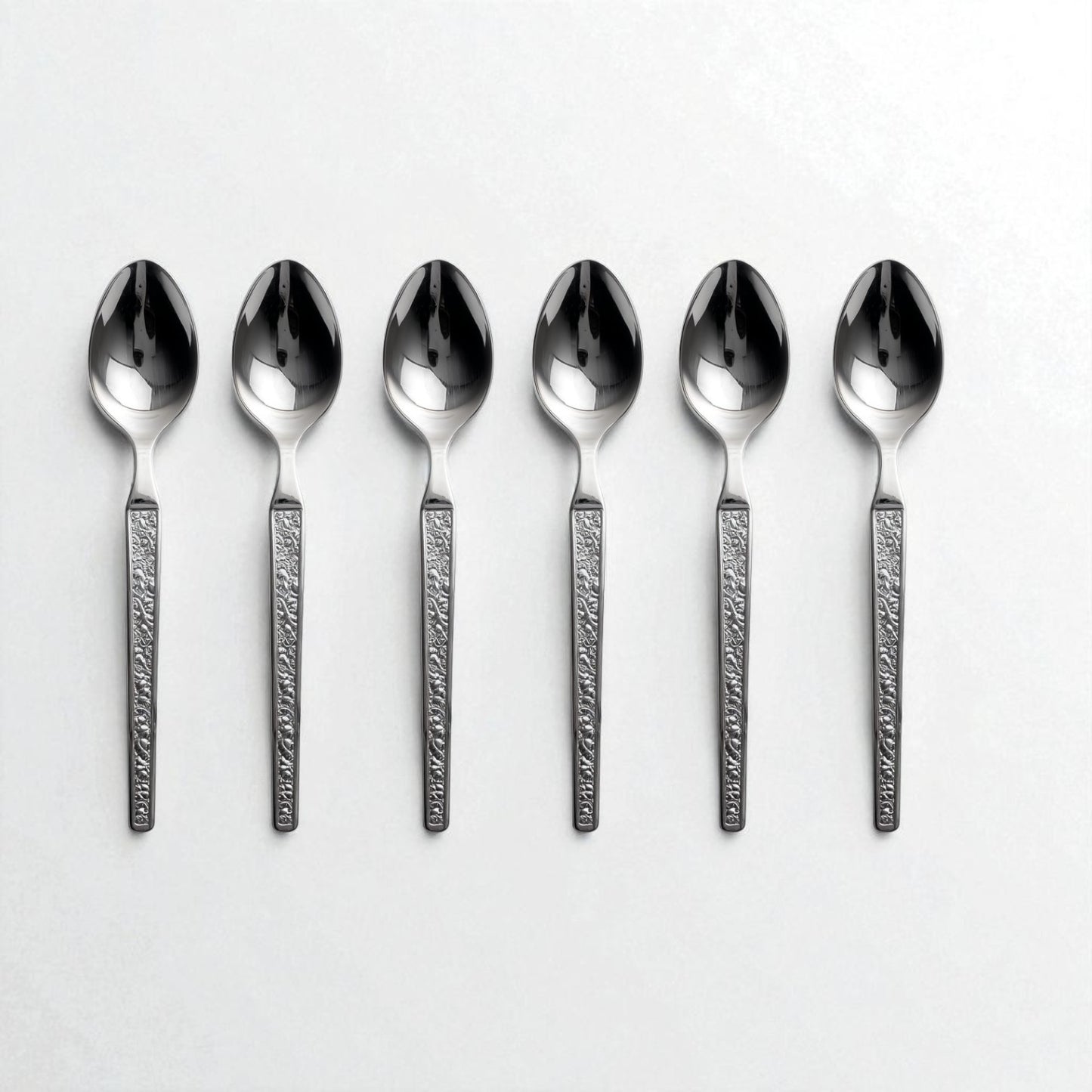 Kishco Parma Stainless Steel Baby Spoon Set of 6 with textured handles for easy grip