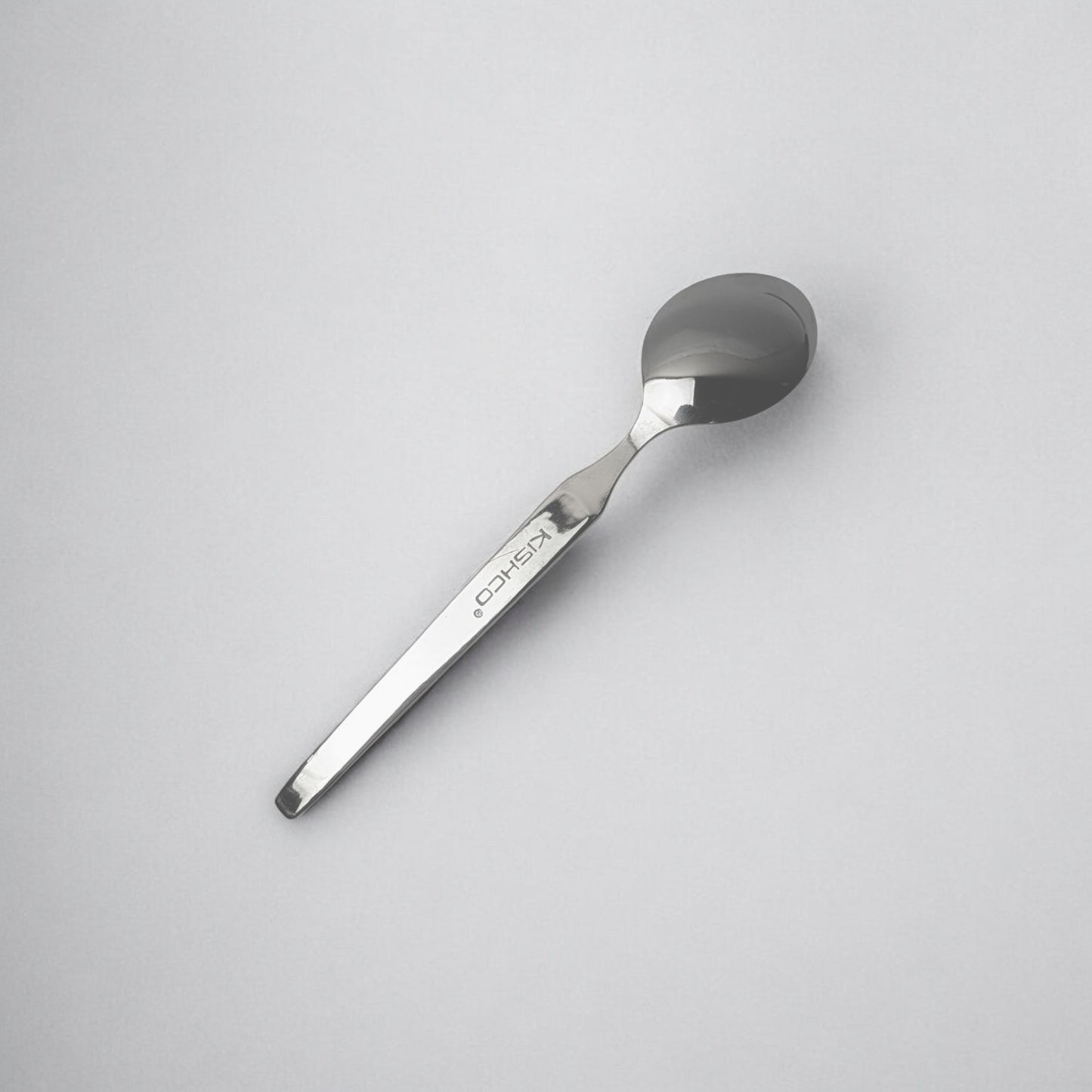 Kishco Parma Stainless Steel Baby Spoon Set of 6 single spoon showing polished metal finish