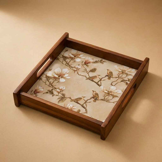 Magnolia Wooden Serving Tray, Small Square, Premium Teak Wood