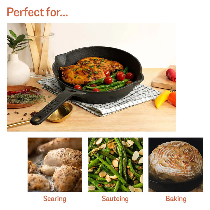 Meyer Pre-Seasoned Cast Iron Frypan, 24cm Frying Pan