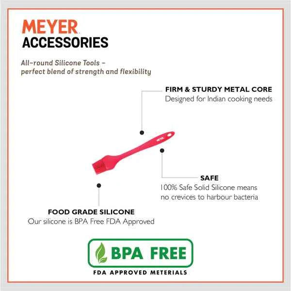 Meyer Silicone Brush Red with BPA free solid silicone and sturdy metal core for cooking