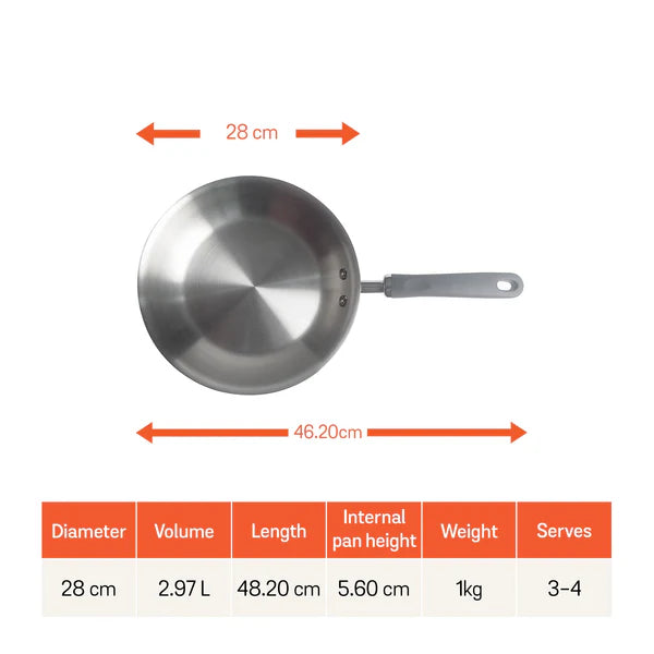 Meyer Trivantage Stainless Steel Triply Open Frypan, 28 cm Frying Pan