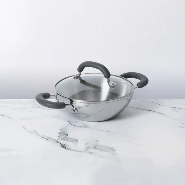 Meyer Trivantage Stainless Steel Triply Kadhai with lid, 22 cm Kadhai