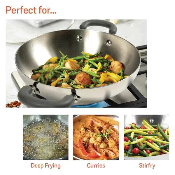 Meyer Trivantage Stainless Steel Triply Kadhai with lid, 20 cm