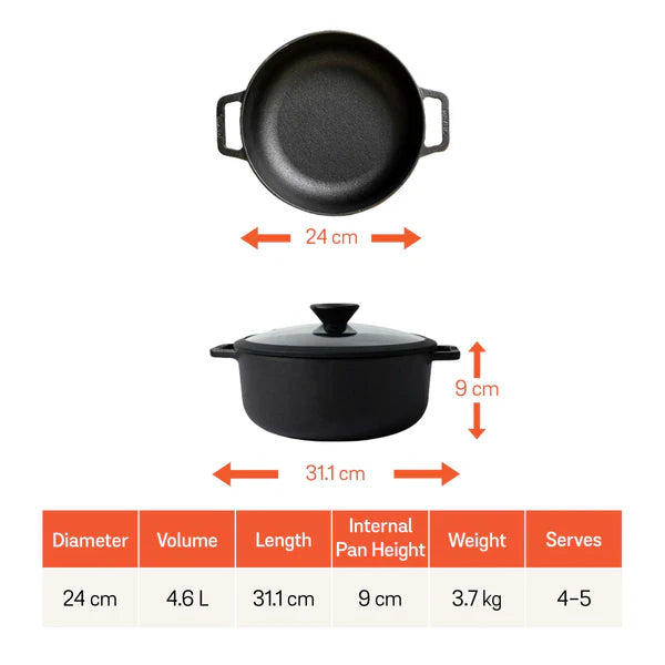 meyer cast iron sauteuse 24 dimensions