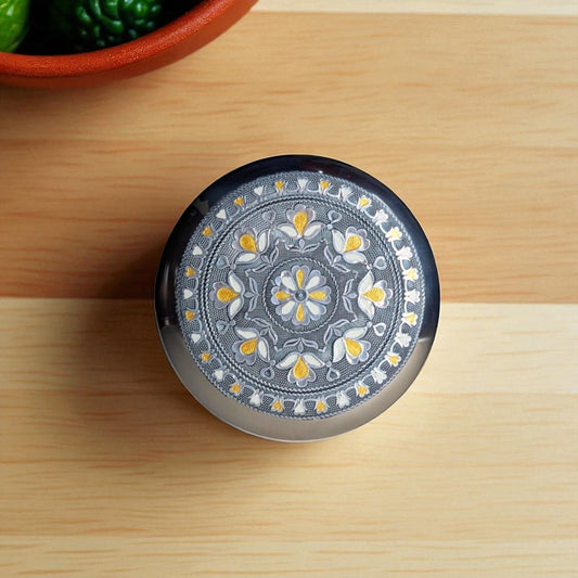 Antique Stainless Steel Lotus Dabba, 1.25 liter