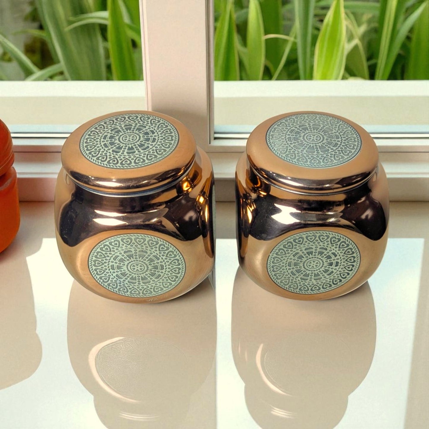 Imperial Box Stainless Steel Jar Set of 2, Ornate