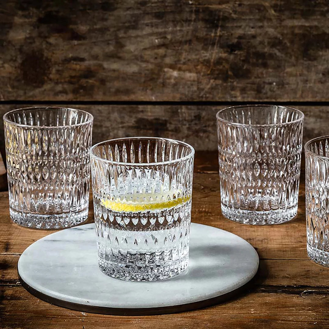 Set of Nachtmann Ethno whiskey glasses with intricate pattern, perfect for enjoying your favorite spirits