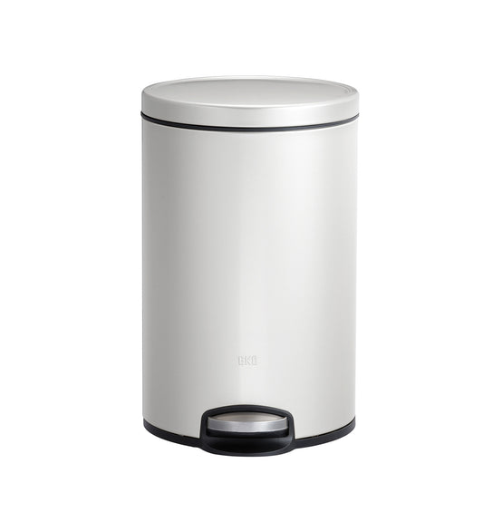 Obsessions Artistic Stainless Steel Dustbin 12 Ltr White with sleek front profile and foot pedal