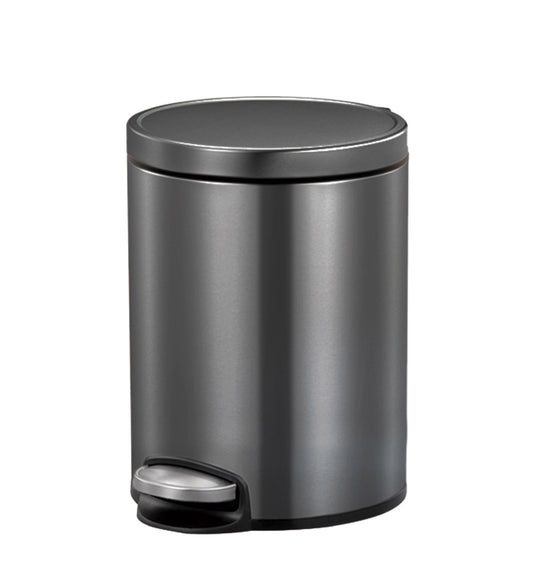 Obsessions Artistic Stainless Steel Dustbin 5 Ltr Black Steel with sleek design and front-facing pedal