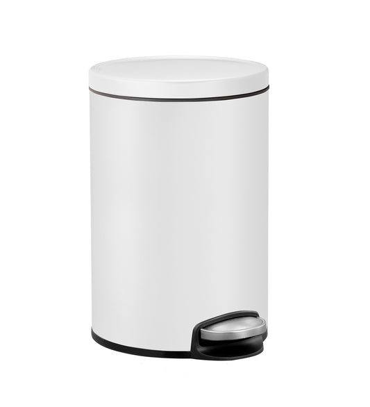 Obsessions Artistic Stainless Steel Dustbin 5 Ltr White with sleek front profile and foot pedal