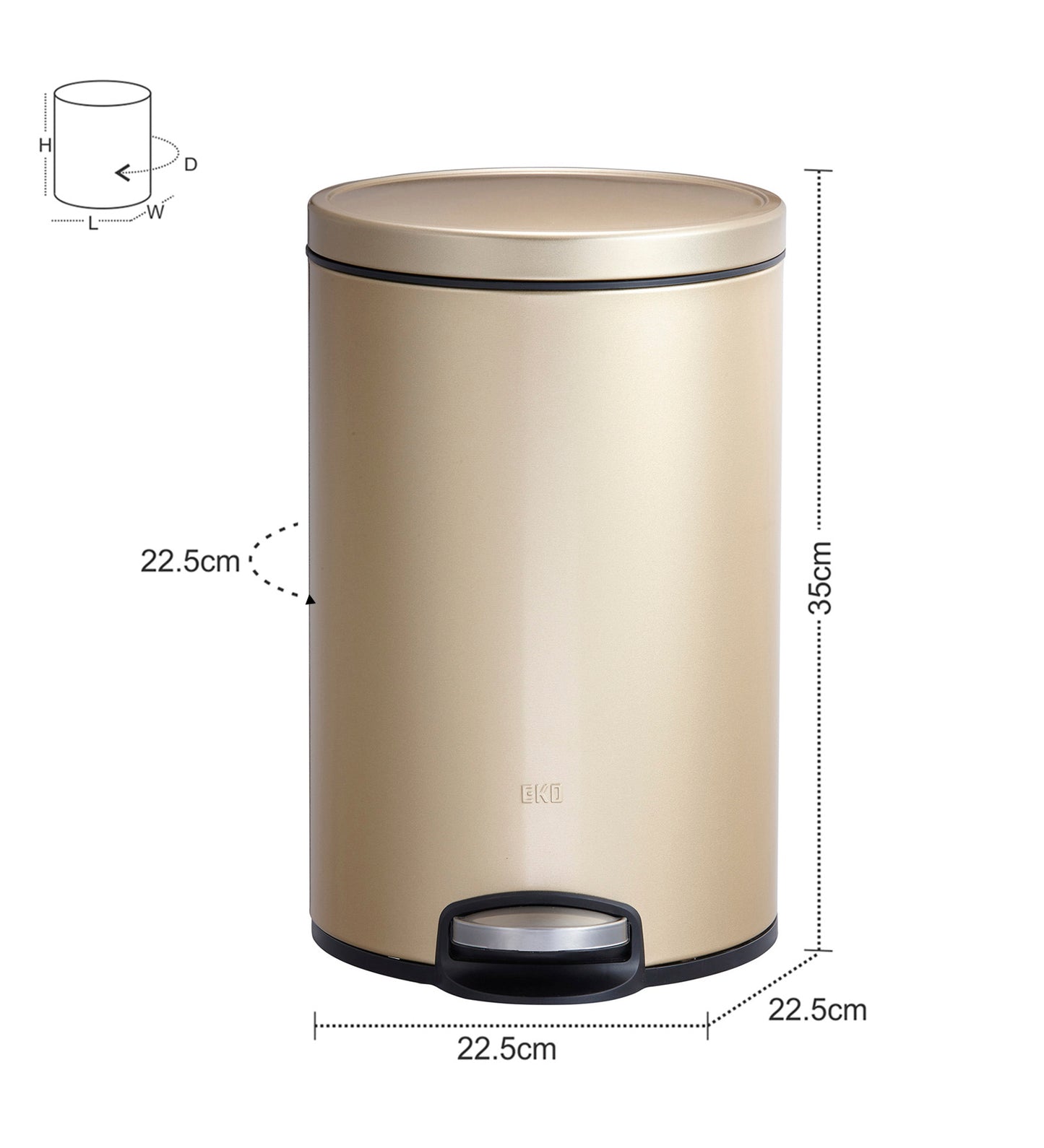 Obsessions Artistic Stainless Steel Dustbin 8 Ltr Champagne Gold with ergonomic design