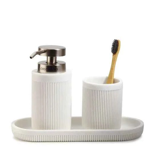 Obsessions Myra Polyresin 3pc Bathroom Set, White