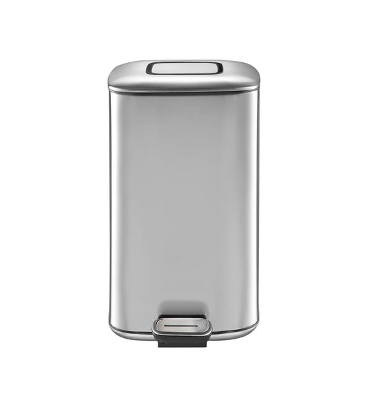 Obsessions Regent Stainless Steel Dustbin 12 Ltr Metallic Finish with foot pedal and angled design view