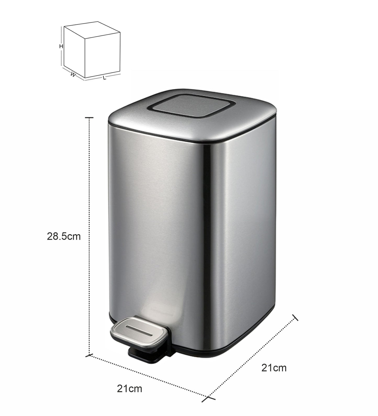 Obsessions Regent Stainless Steel Dustbin 6 Ltr Metallic Finish with compact dimensions
