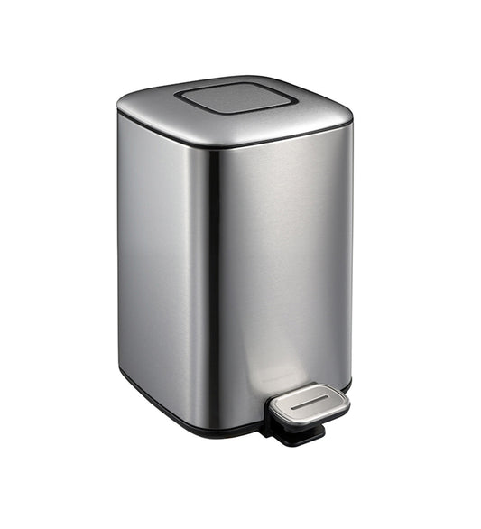 Obsessions Regent Stainless Steel Dustbin 6 Ltr Metallic Finish with side view and hands-free pedal