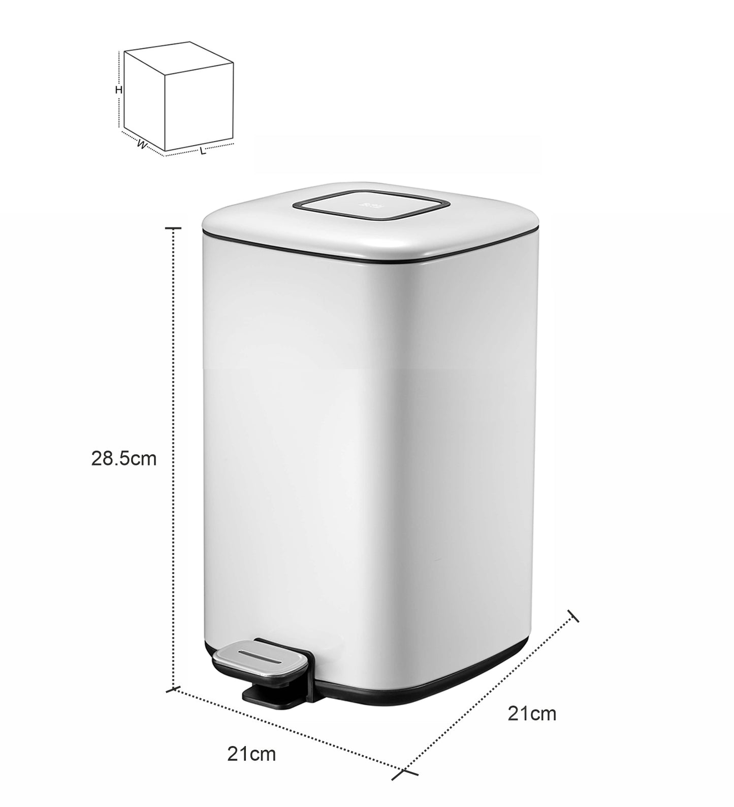 Obsessions Regent Stainless Steel Dustbin White 6 Ltr – dimensions
