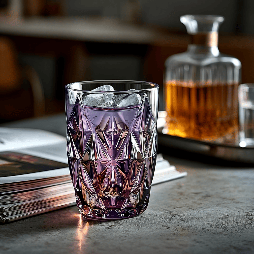 Prisma Colored Glasses Set of 6 Purple 300ml multi-use glass filled with ice on table with book and decanter