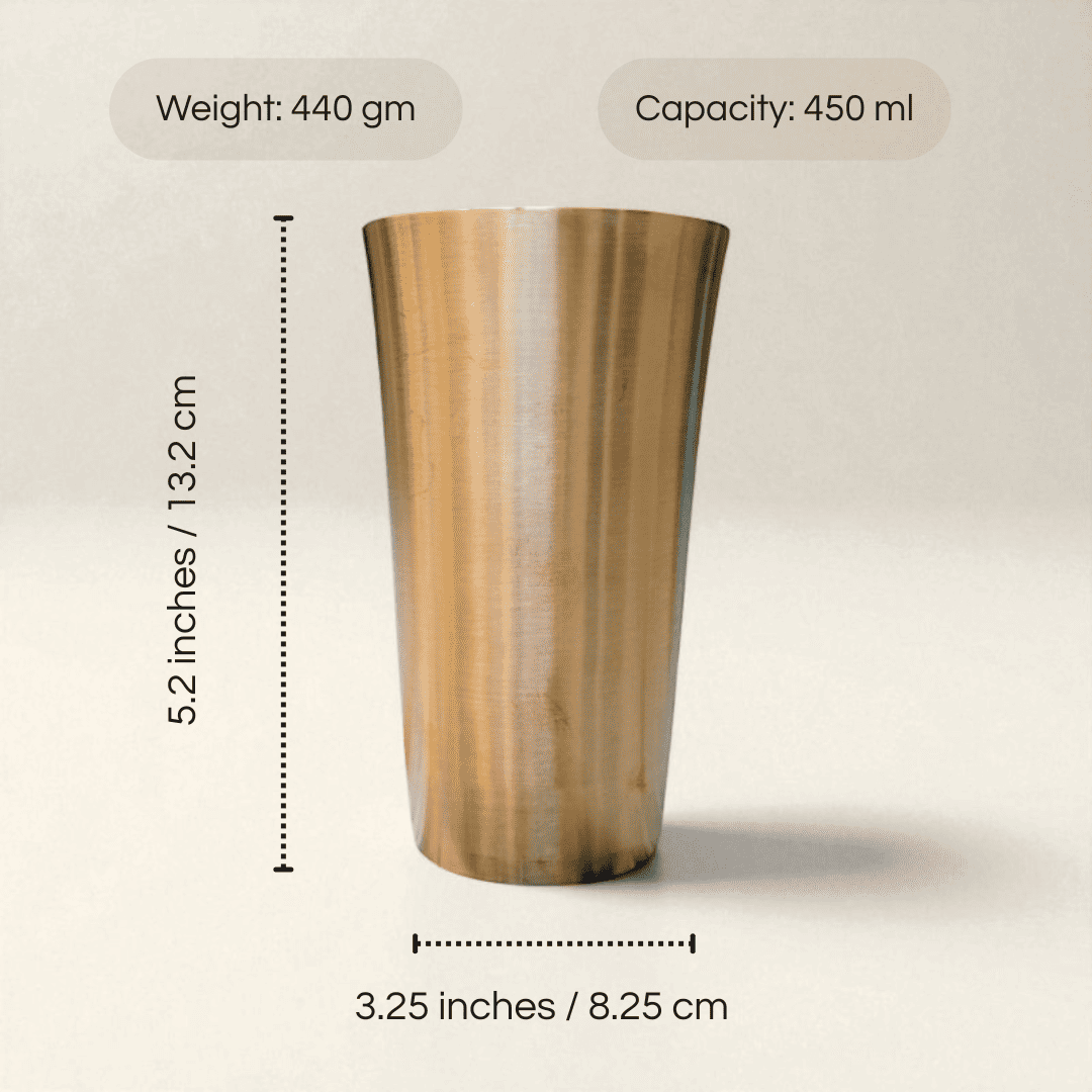 Pure kansa lassi glass bronze with a capacity of 450 ml and a sleek design