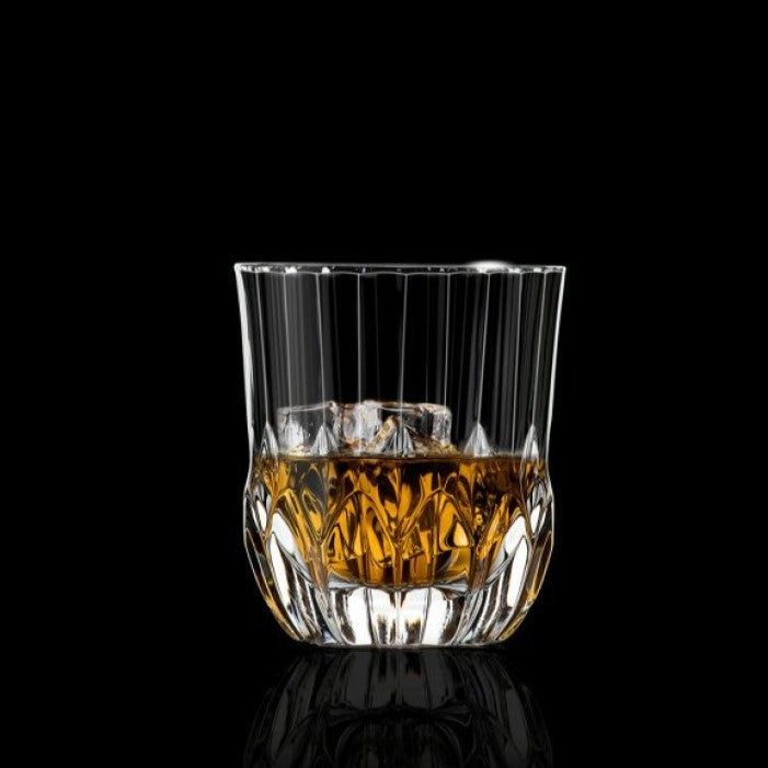 RCR Adagio whiskey glasses featuring elegant cut glass design and perfect for serving your favorite whiskey