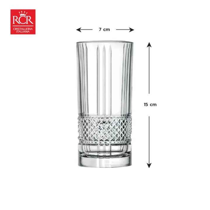 RCR Brillante Highball Tumbler Glass, 370ml, Set of 6
