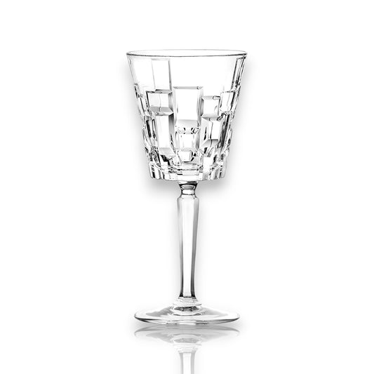 RCR Etna Crystal Wine Goblet Glasses featuring a sophisticated geometric design for elegant dining