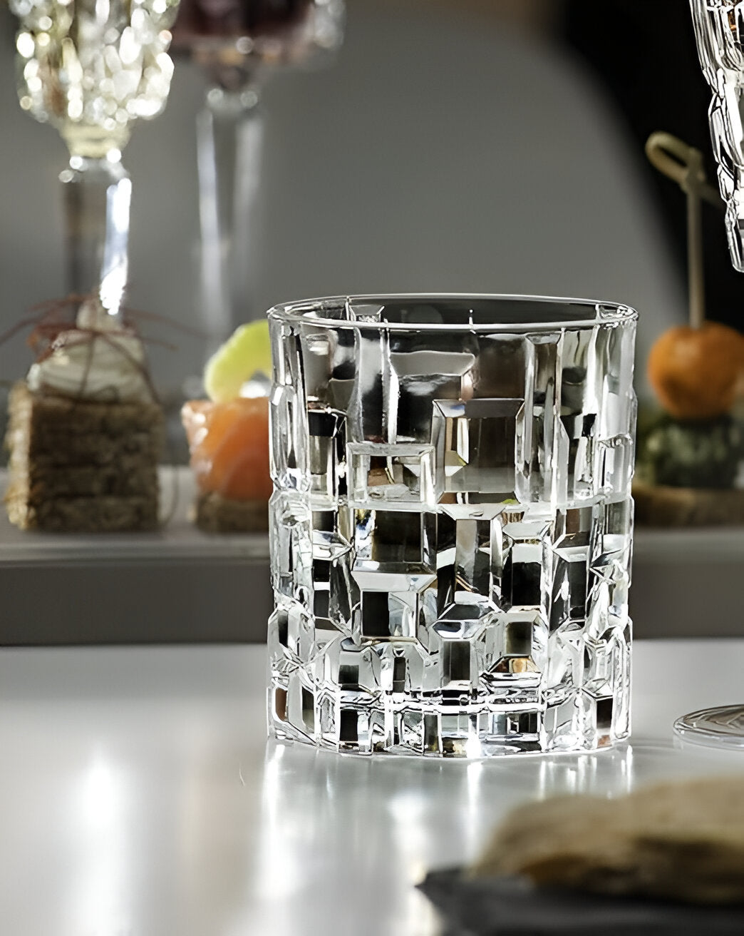RCR Etna DOF Whiskey Glasses with a stunning geometric design for enjoying your favorite spirits