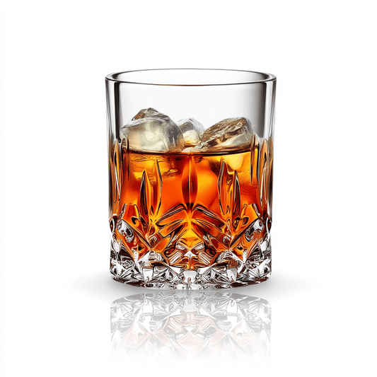 RCR Opera DOF Crystal Whiskey Glasses, 300ml, Set of 6 on a shiny surface with a white background