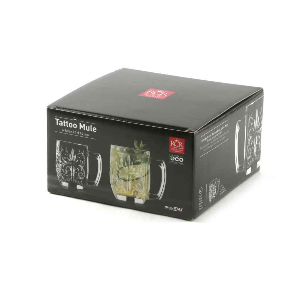 RCR Tattoo Mule Beer Mug, 430ml, Set of 4 mugs