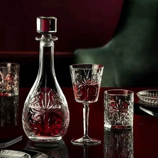 RCR Tattoo Round Crystal Glass Whiskey Decanter Bottle , 960ml