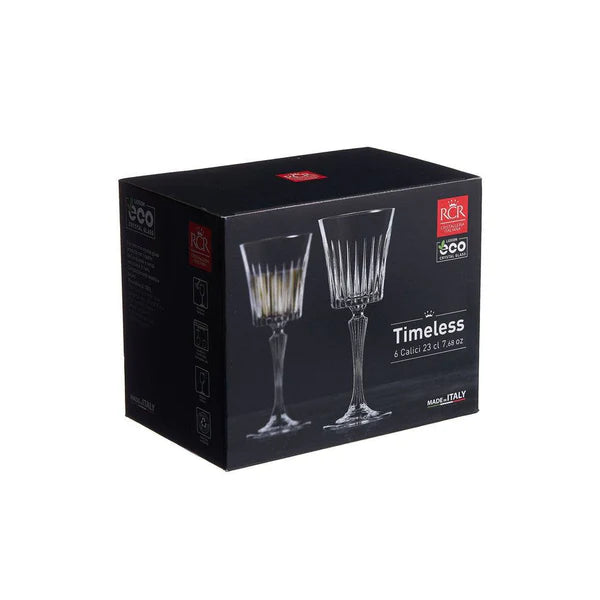 RCR Timeless White Wine glasses set of 6 in elegant packaging for stylish dining experiences
