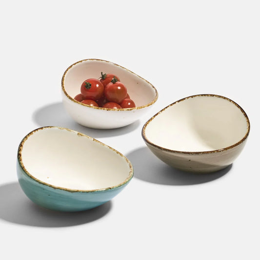 Rena Porcelain Amalfi Grotto Dish, 250 ml, Set of 3 for serving salads or snacks elegantly