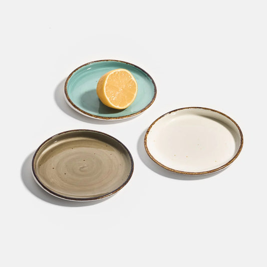 Rena Porcelain Amalfi Ovate Mini Dish, Set of 3 with Colorful Glazes and Unique Textures