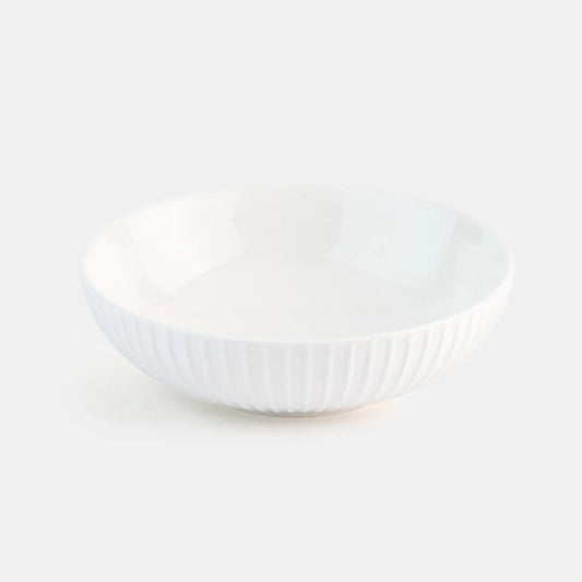 Rena Porcelain Linear White Bowl 18 cm 750 ml with elegant ribbed design for versatile dining