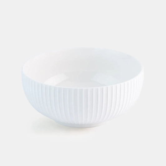 Rena Porcelain Linear White Bowl 20 cm 1800 ml with a sleek ribbed design for elegant dining