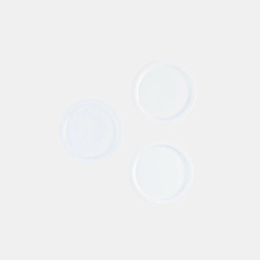 Rena Porcelain Linear White Dessert Plate Set of 3 pcs 7 inch diameter ideal for elegant dining