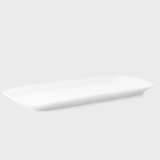 Rena Porcelain Linear White Rectangular Platter 16 cm with a sleek design for serving appetizers or desserts
