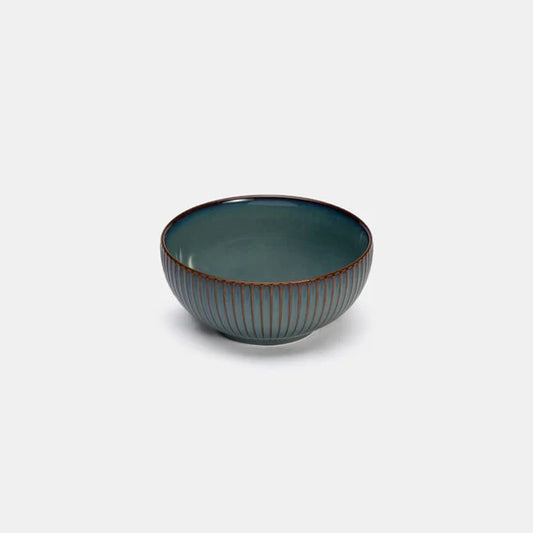 Rena Porcelain Teal Bowl 15 cm 750 ml with a stylish ribbed design for elegant dining