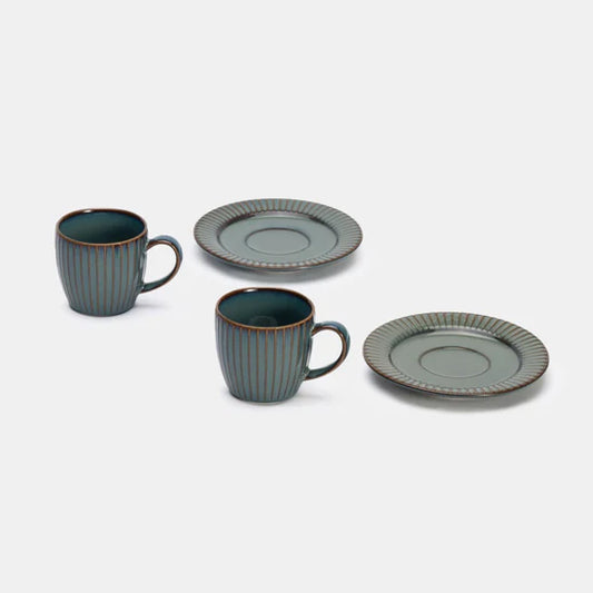 Rena Porcelain Teal Espresso Cup 125 ml Set of 2 with matching saucers for elegant coffee serving