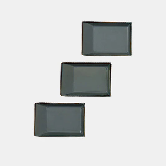 Rena Porcelain Teal Rectangle Dish 15 cm Set of 3 ideal for elegant serving and presentation