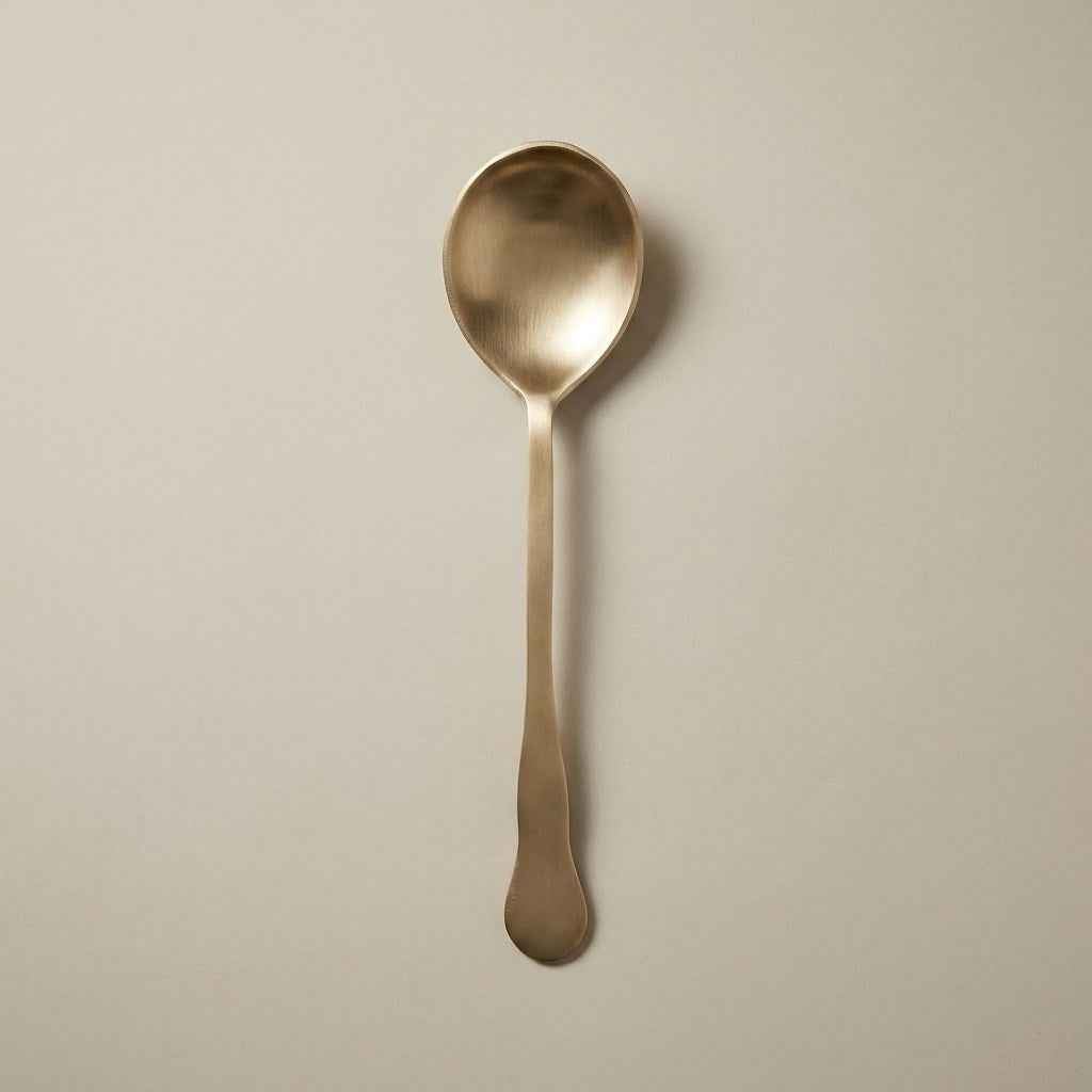 Pure Kansa Straight Serving Spoon, Large, Matte Finished