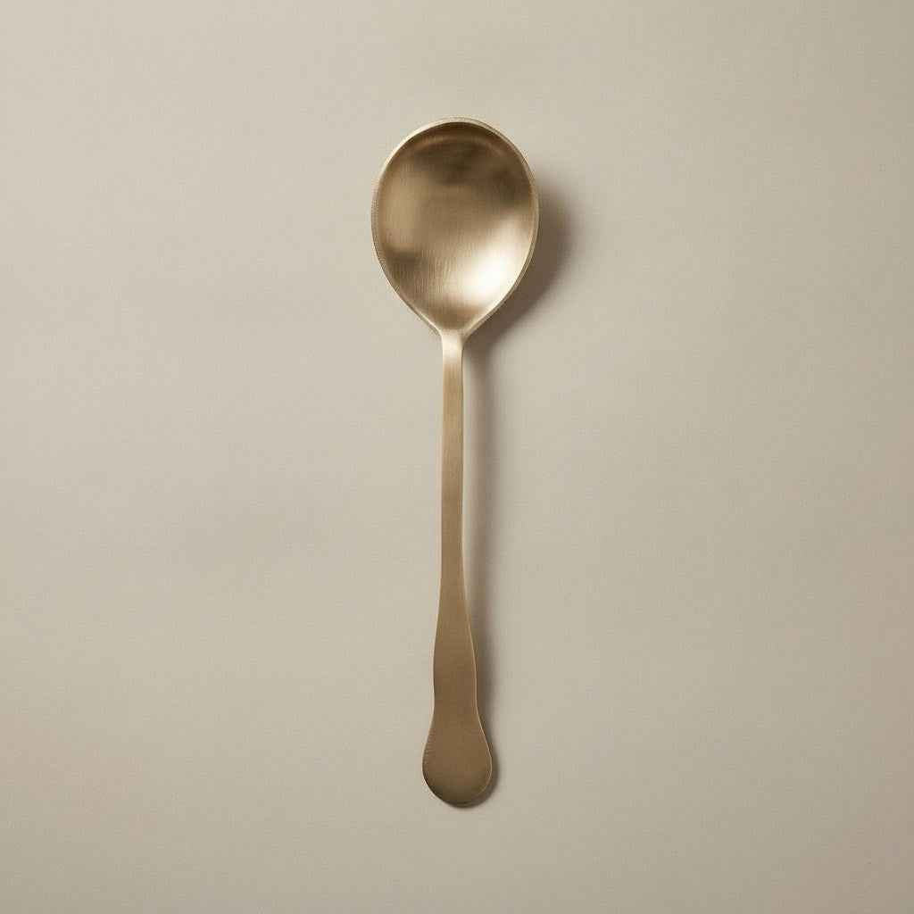 Pure Kansa Straight Serving Spoon, Small, Matte Finished