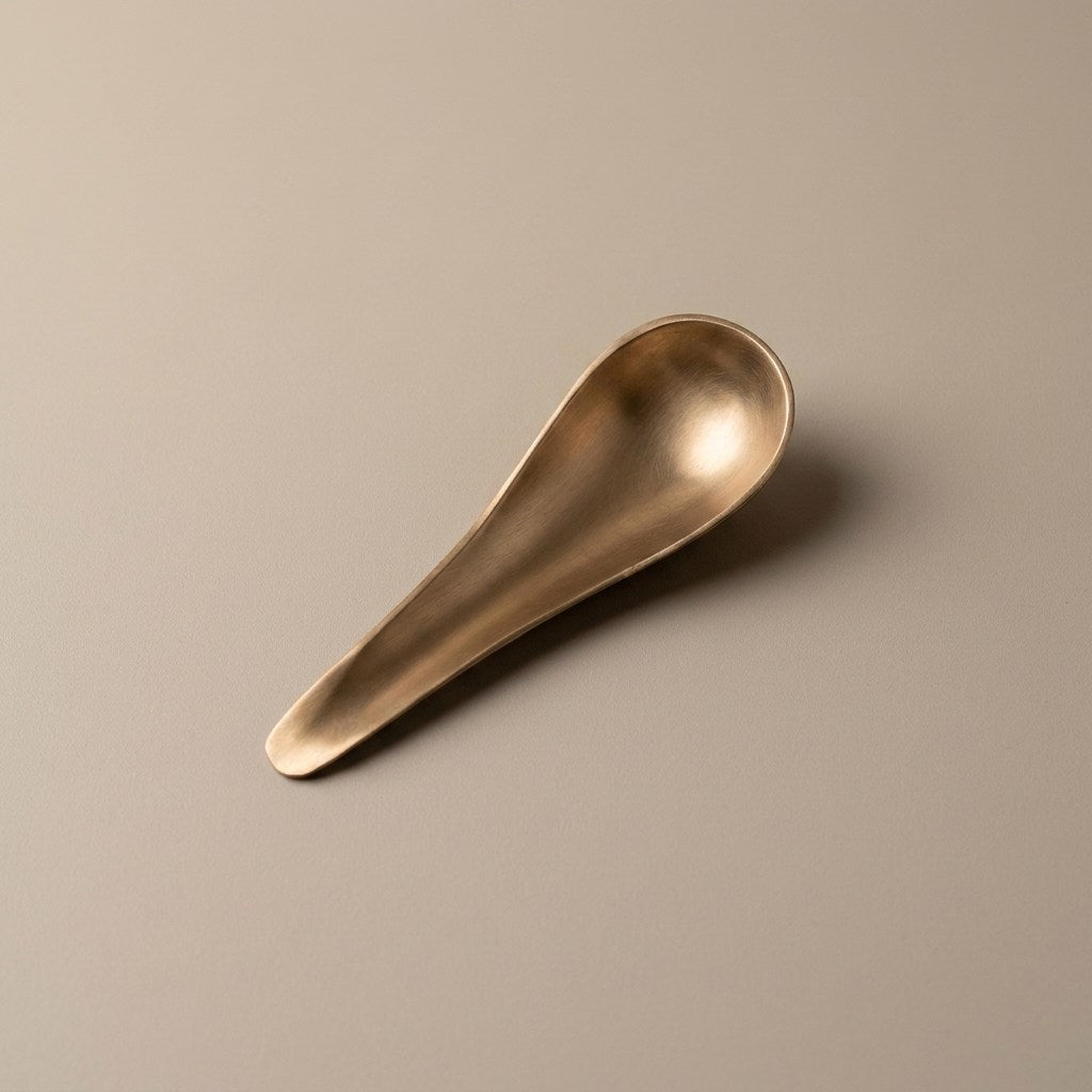 Pure Kansa Deep Soup Spoon, Matte Finished – angled view 2
