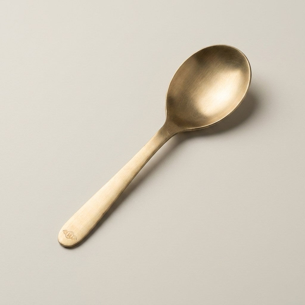 Pure Kansa Large Soup Spoon, Matte Finished – angled view 2
