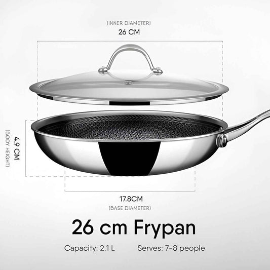 Stahl Artisan Hybrid Triply Non-Stick Fry Pan with Lid, 26 cm, 2.1 liters