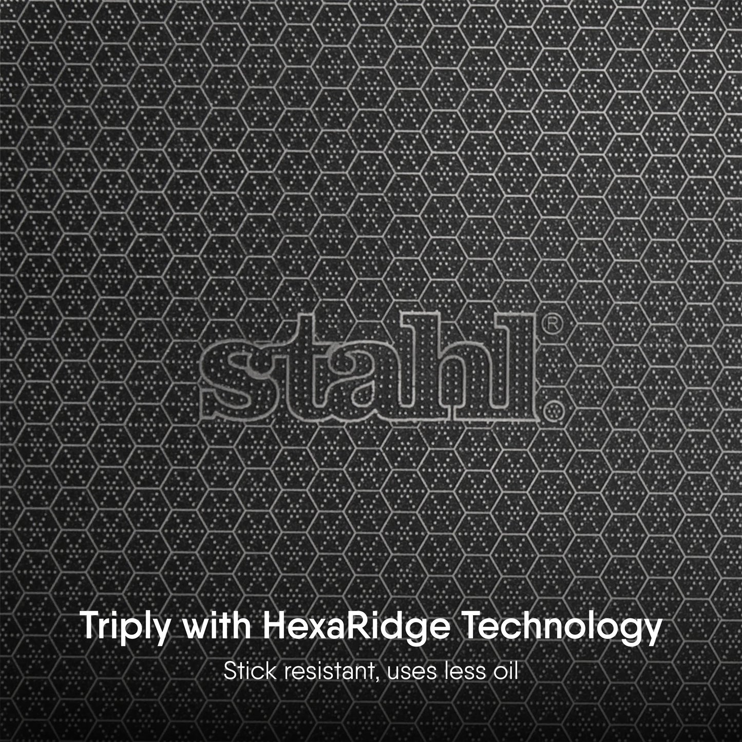 Stahl Artisan Hybrid Triply Fry Pan with Lid 24 cm featuring HexaRidge Technology for reduced oil usage