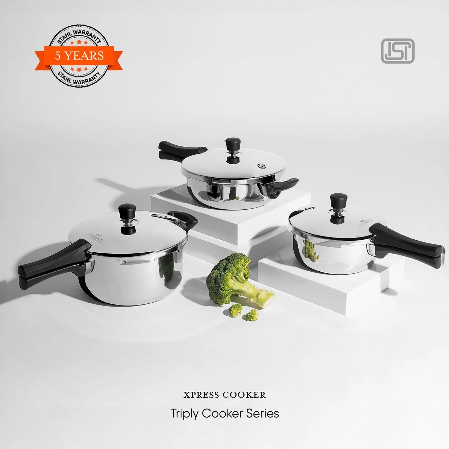 Stahl Xpress Triply Pressure Cooker 3 liter Tall with sleek design and efficient cooking features