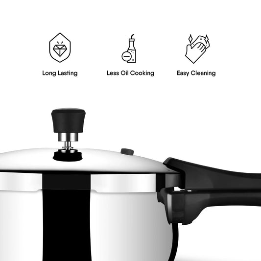 Stahl Xpress Triply Pressure Cooker 3 liters Belly featuring long-lasting design and easy cleaning