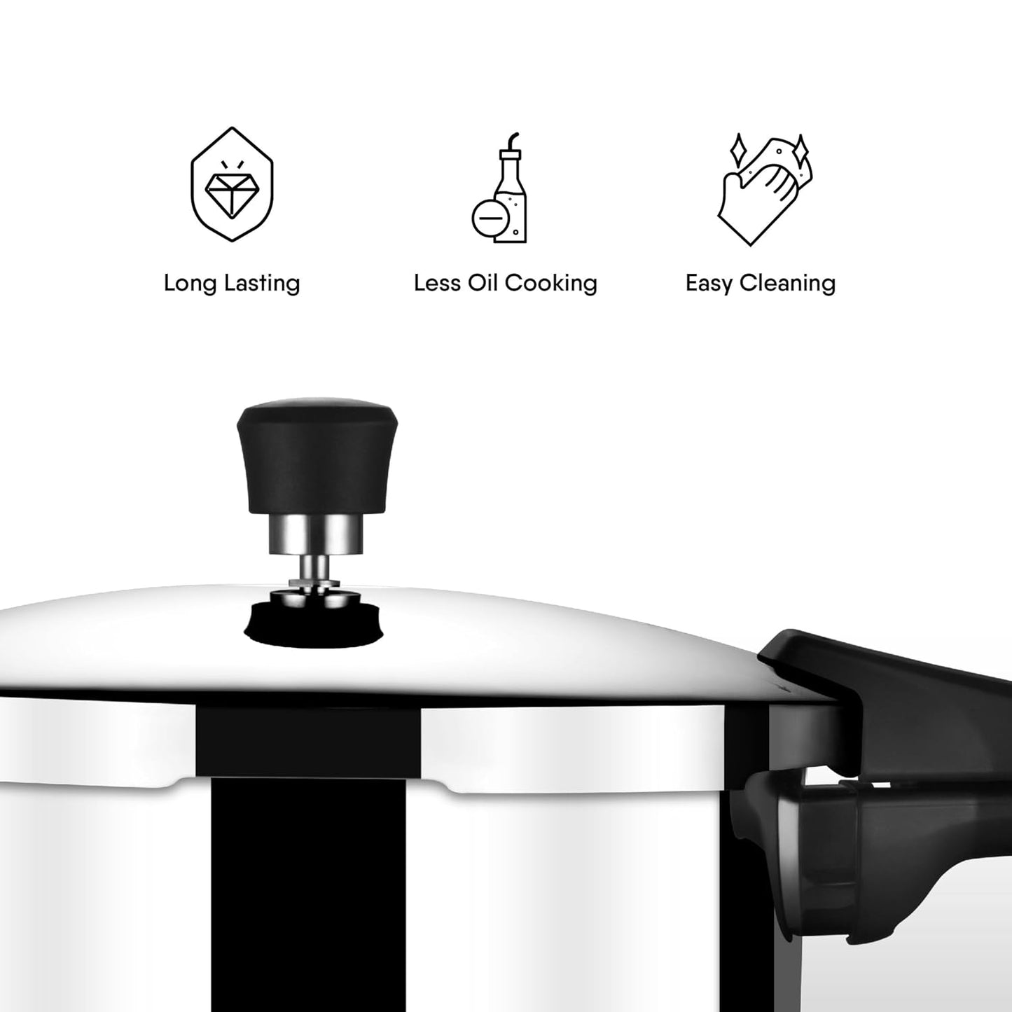 Stahl Xpress Triply Pressure Cooker 5 liters Broad featuring easy cleaning and less oil cooking